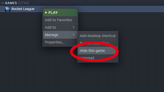 Is there a way to hide that you own a game in the steam store